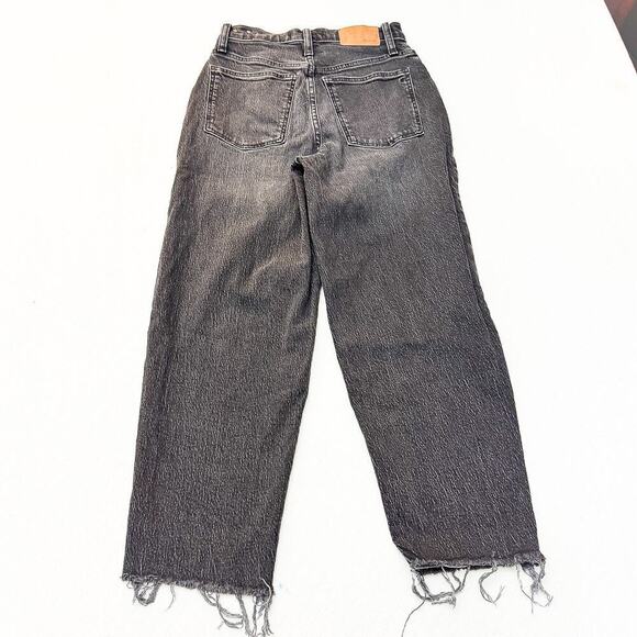 Madewell Balloon Charcoal Black Wash Frayed Hem Denim Stretch Jeans Size 23 - Picture 3 of 8